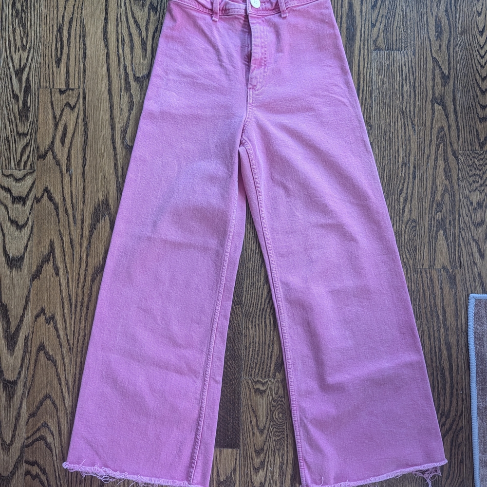 Zara Pink Flare Wide-Leg Jeans